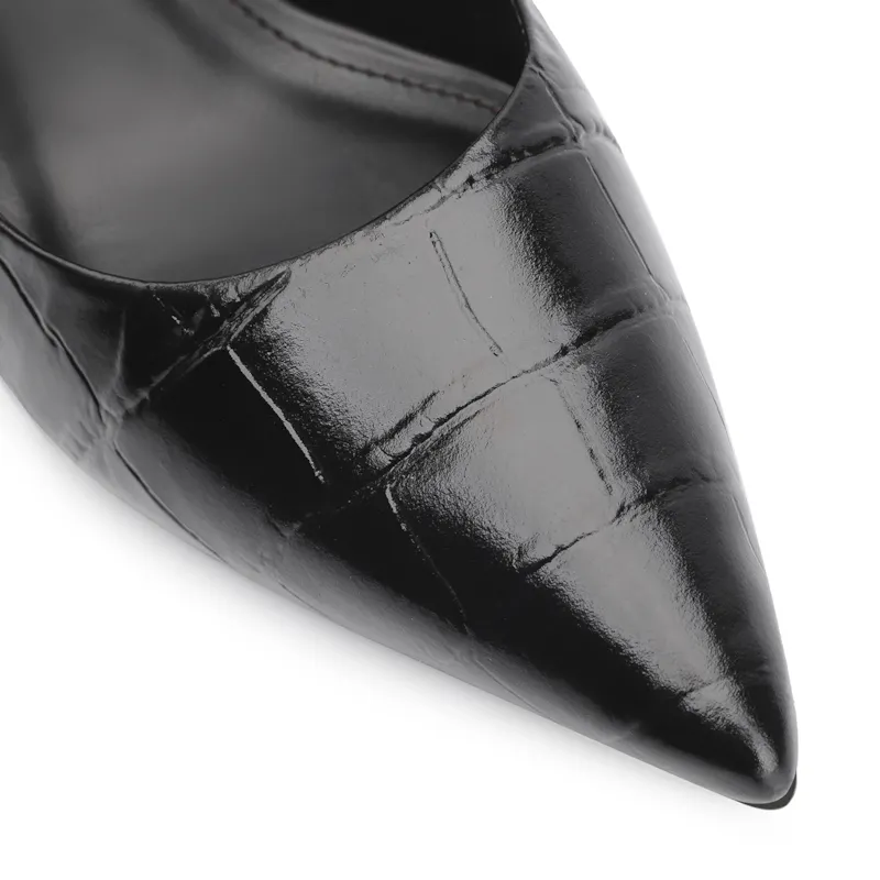 Scarpin Couro Croco Preto - foto 6