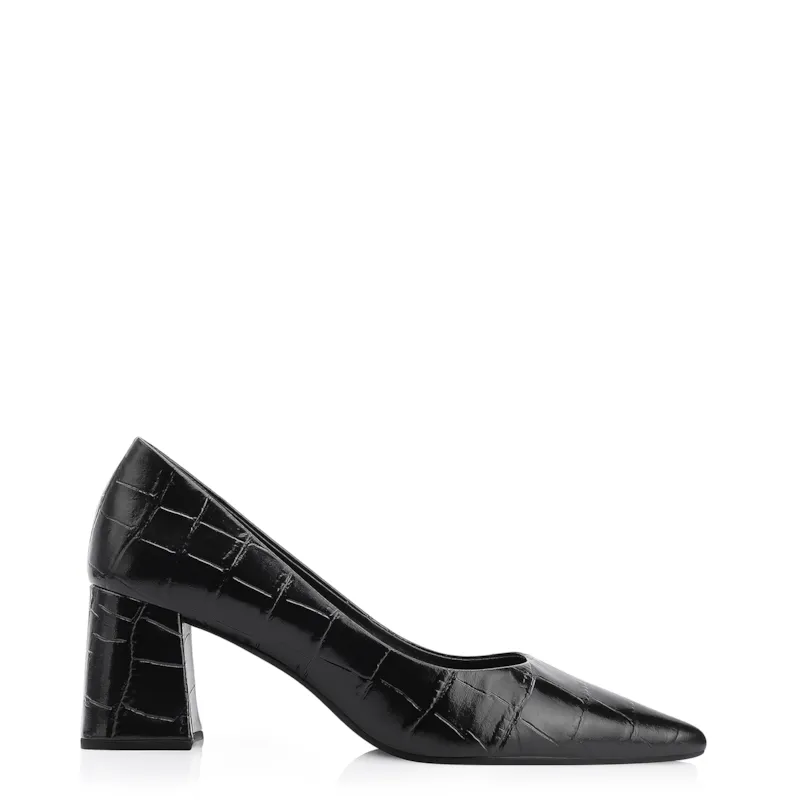 Scarpin Couro Croco Preto - foto 2