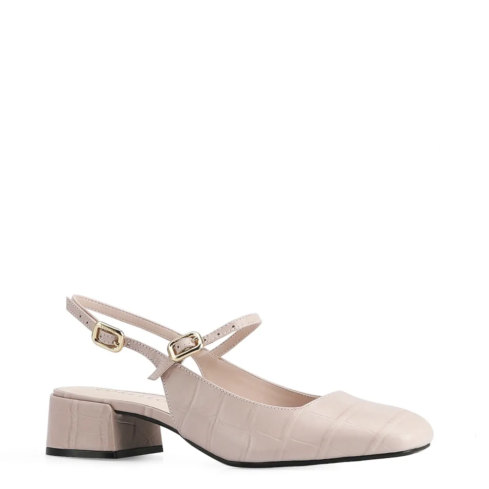 Scarpin Couro Croco Rosa/Alt Croco Rosa