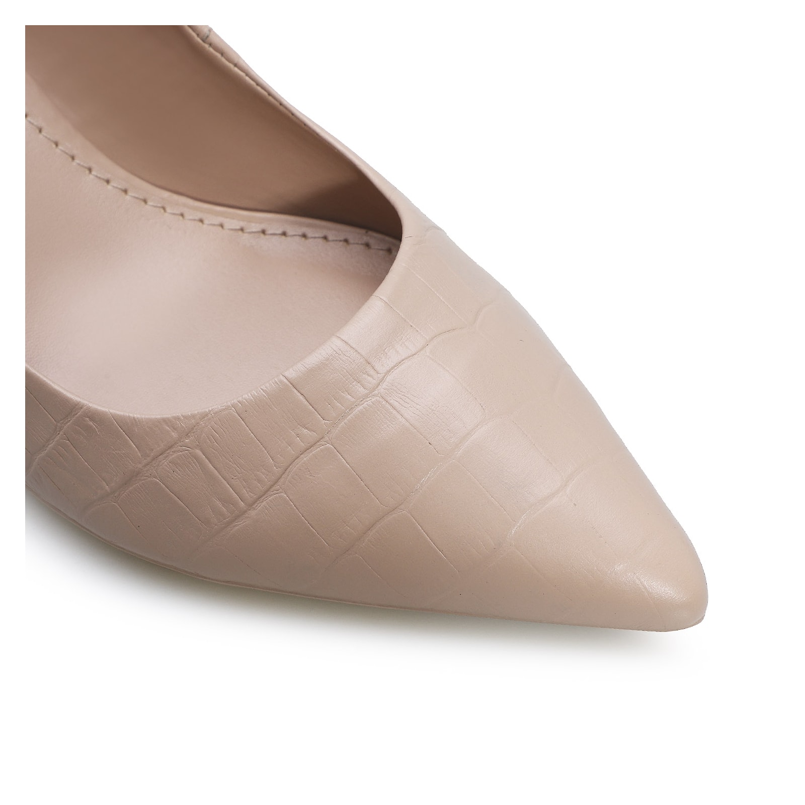 Scarpin Couro Croco Rosado