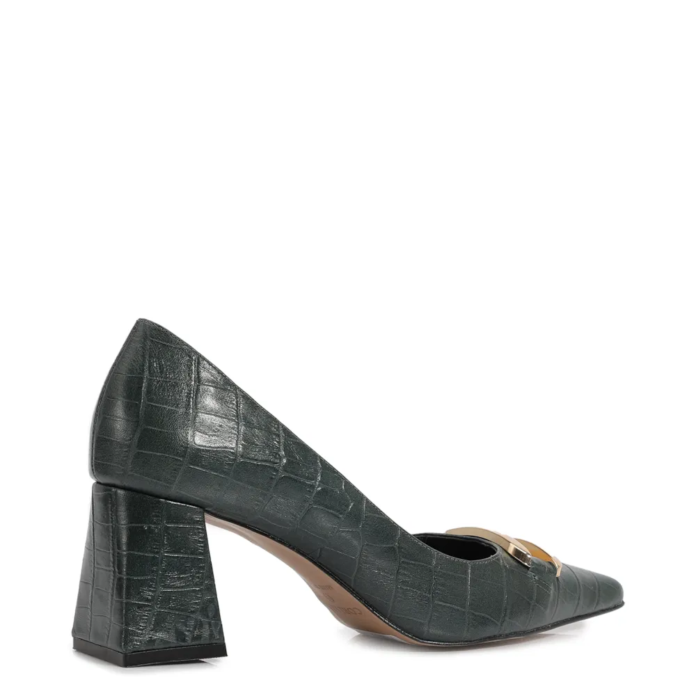 Scarpin Couro Croco Verde - imagem 3