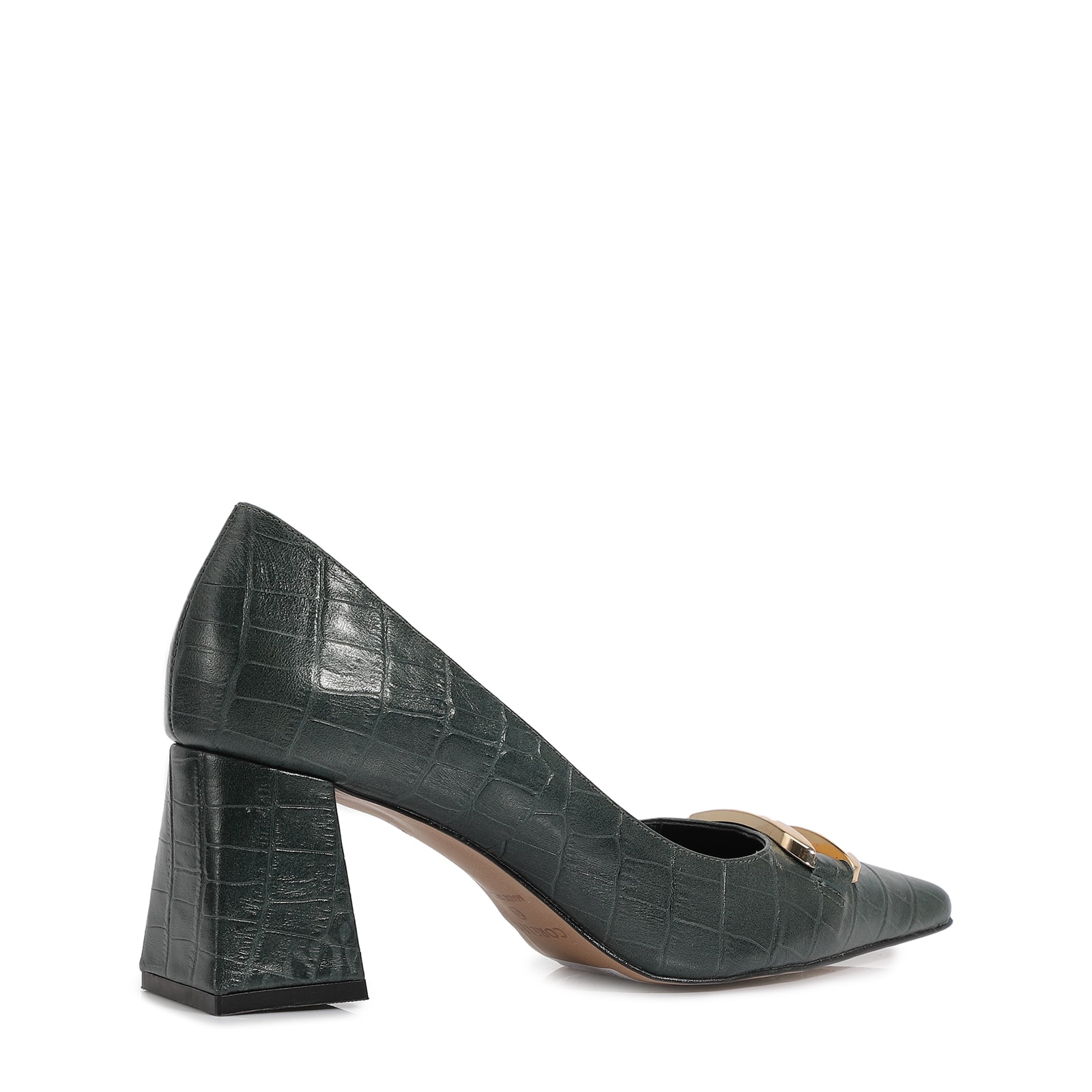 Scarpin Couro Croco Verde