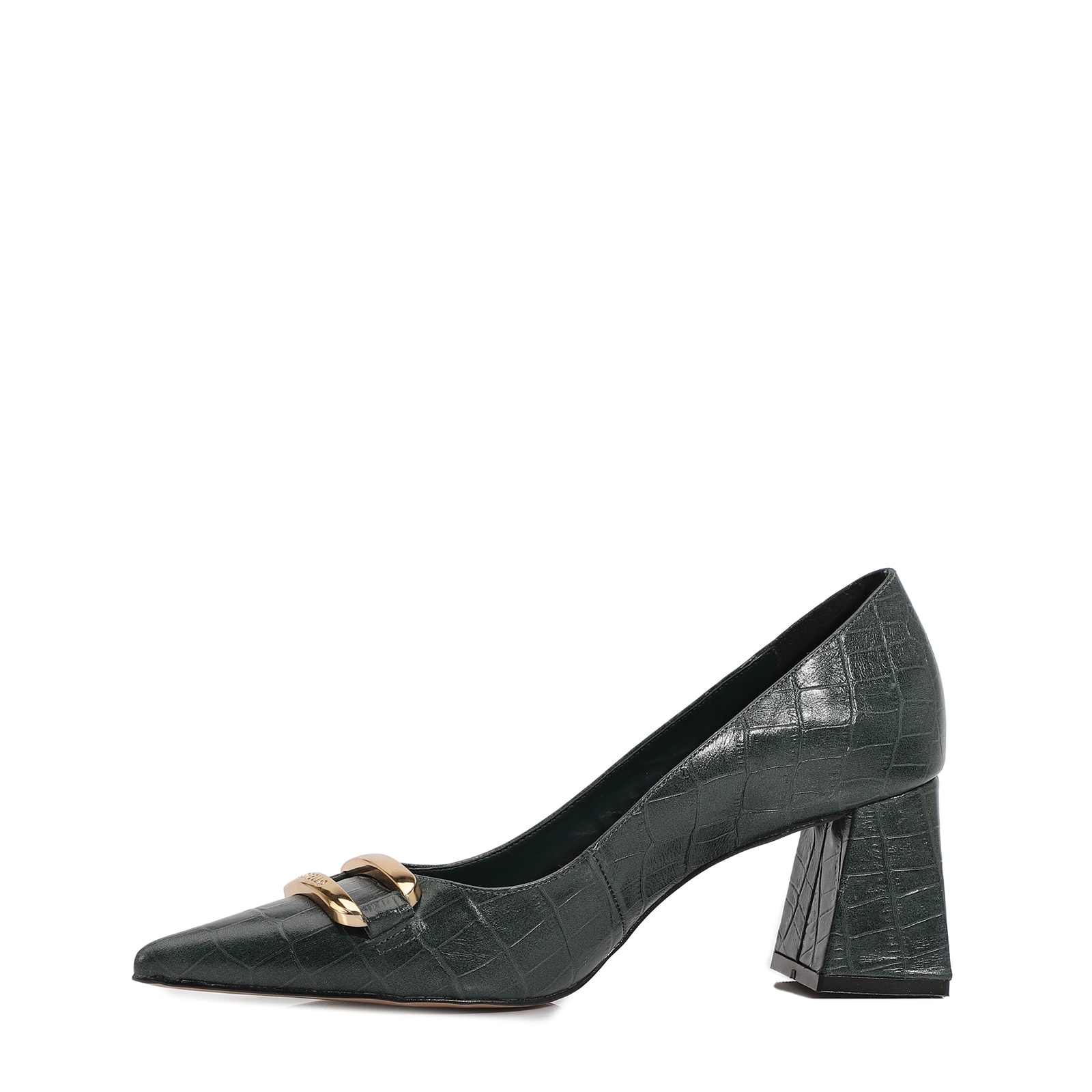 Scarpin Couro Croco Verde