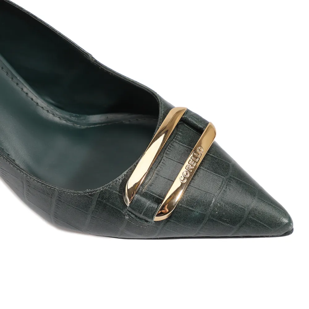 Scarpin Couro Croco Verde - imagem 6