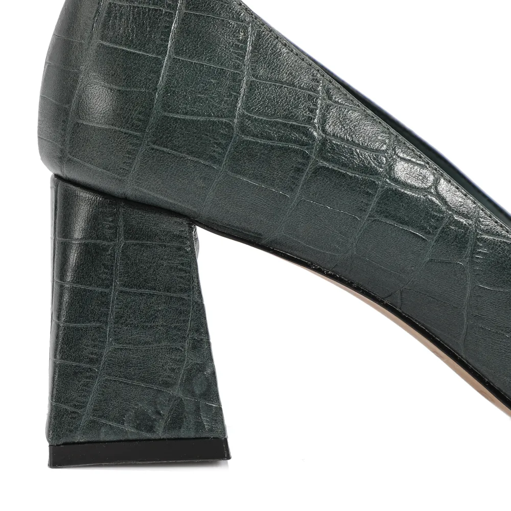 Scarpin Couro Croco Verde - imagem 7