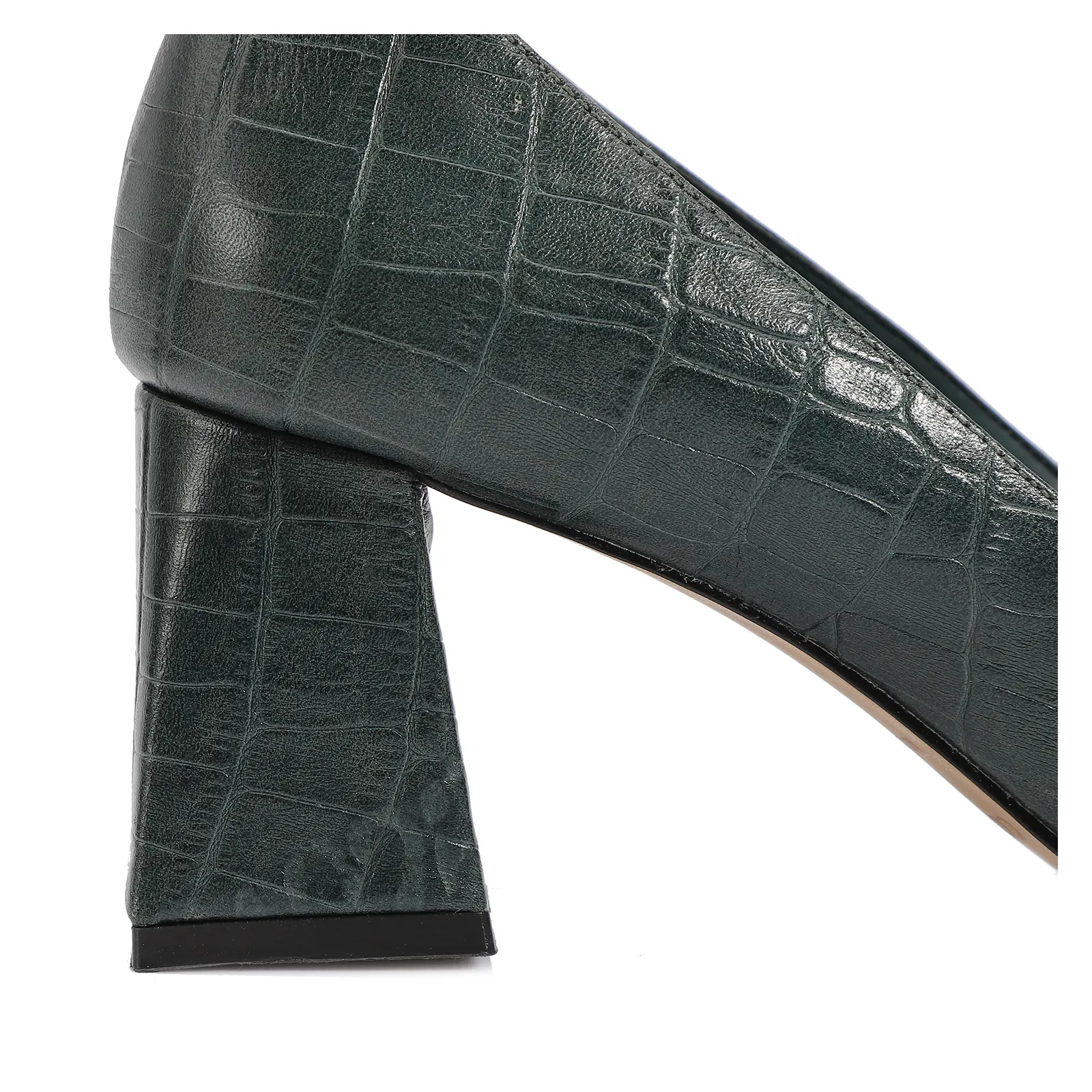 Scarpin Couro Croco Verde