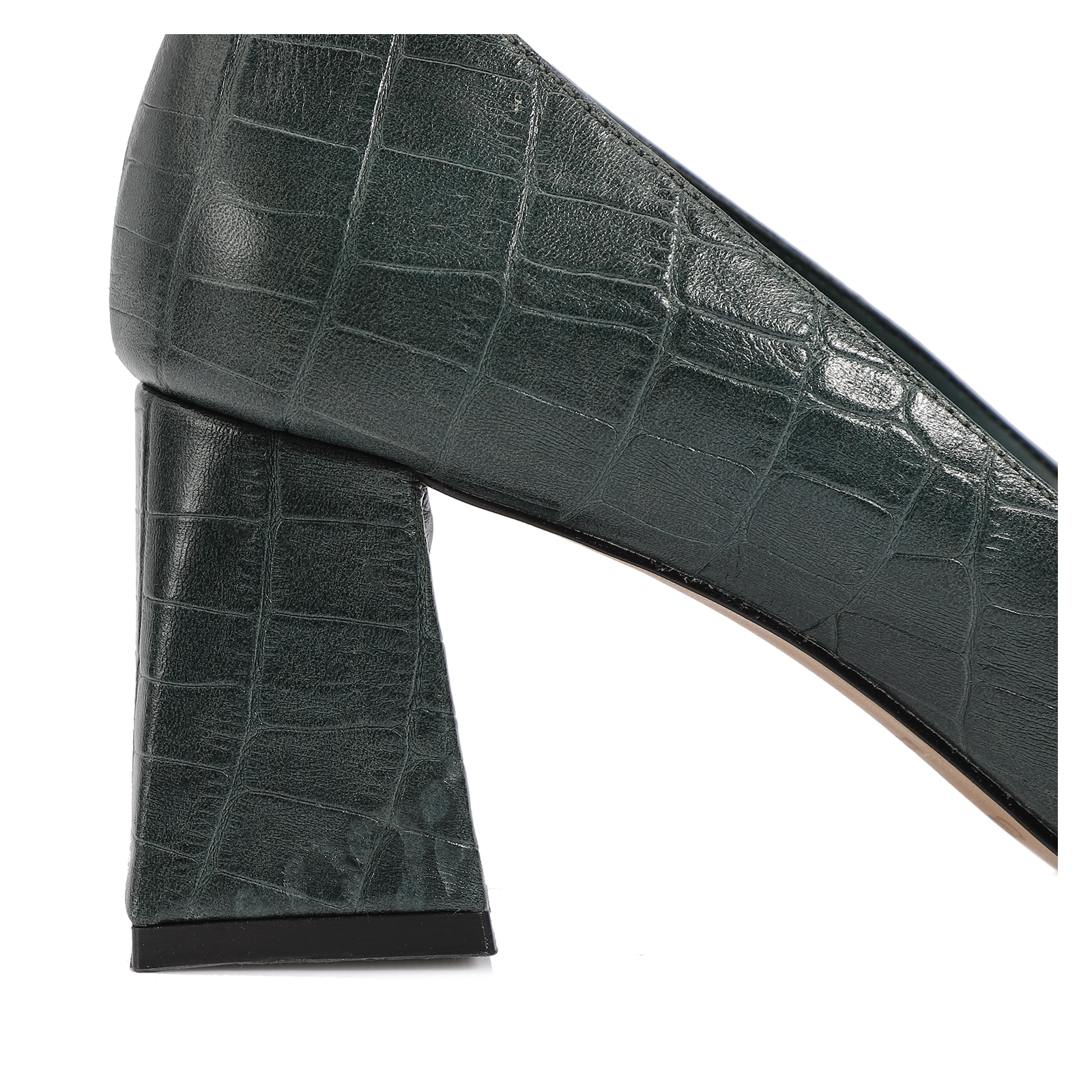 Scarpin Couro Croco Verde
