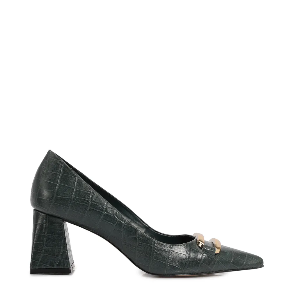 Scarpin Couro Croco Verde - imagem 2
