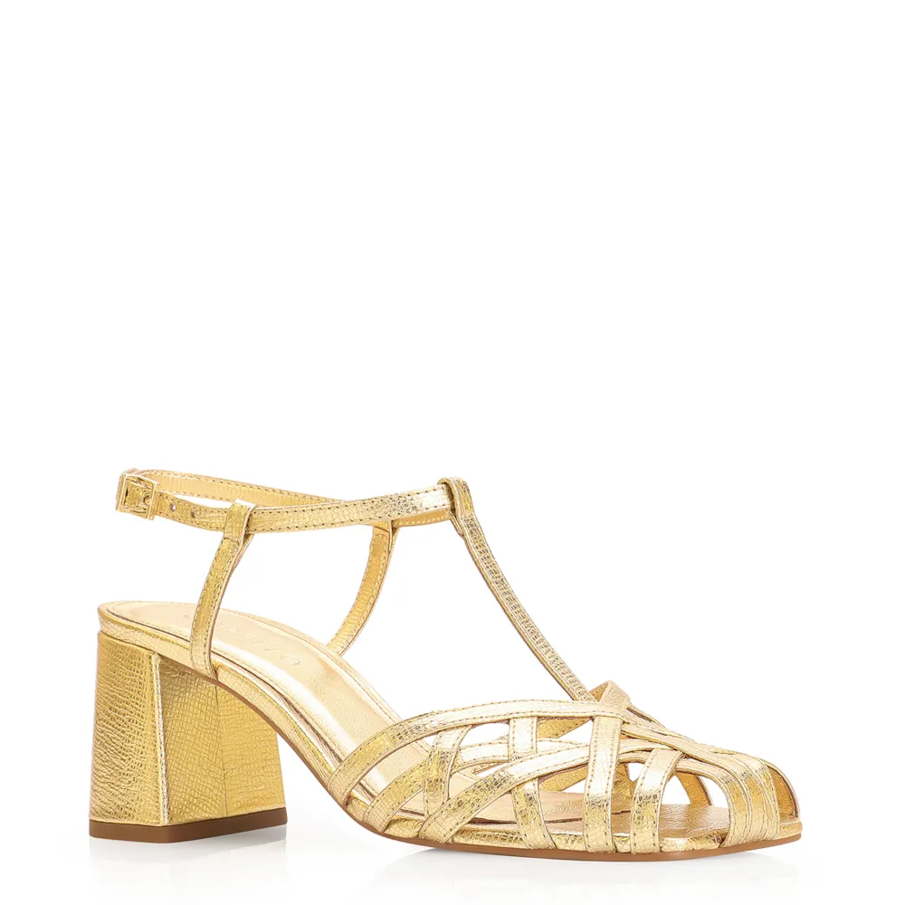 Scarpin Couro Dourado