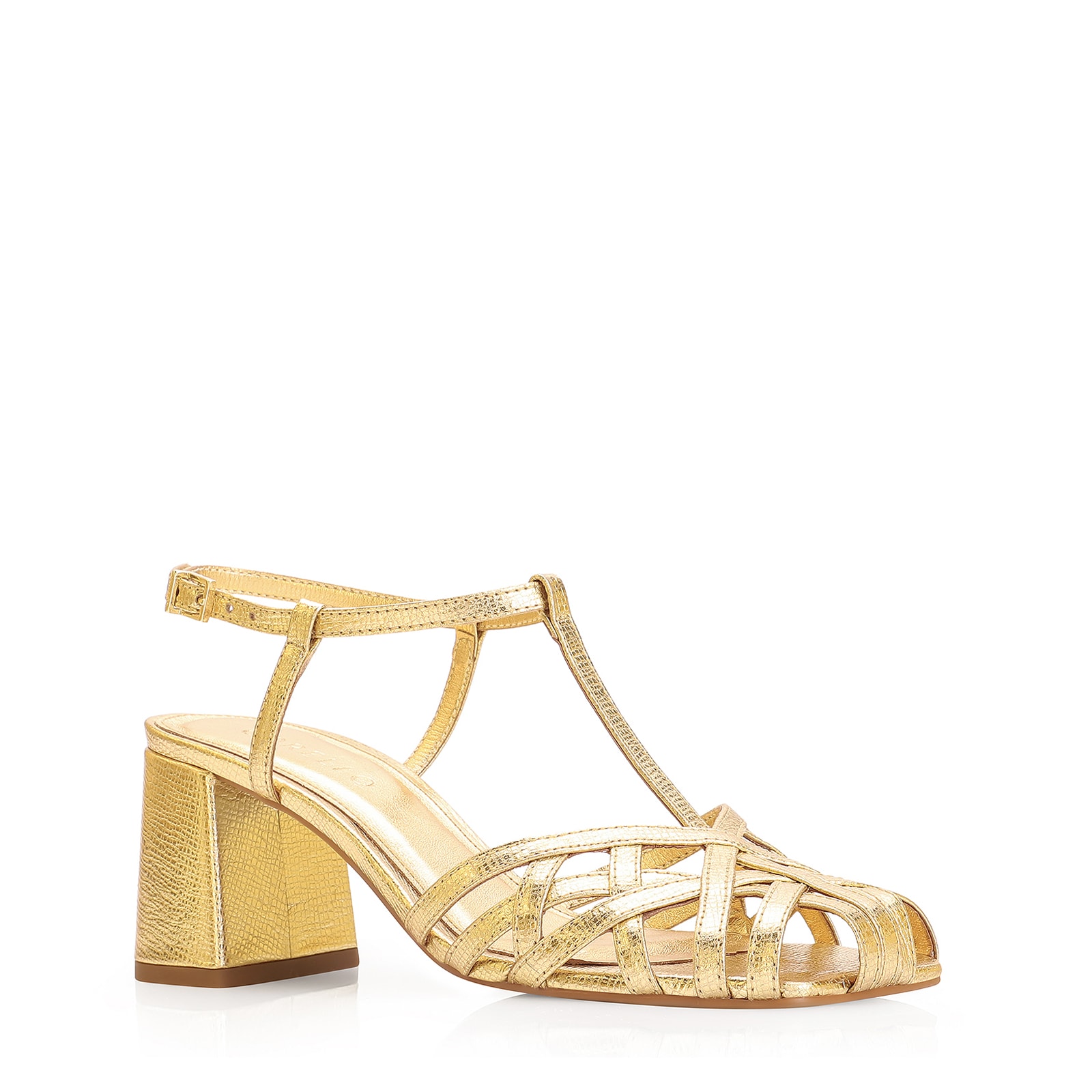 Scarpin Couro Dourado