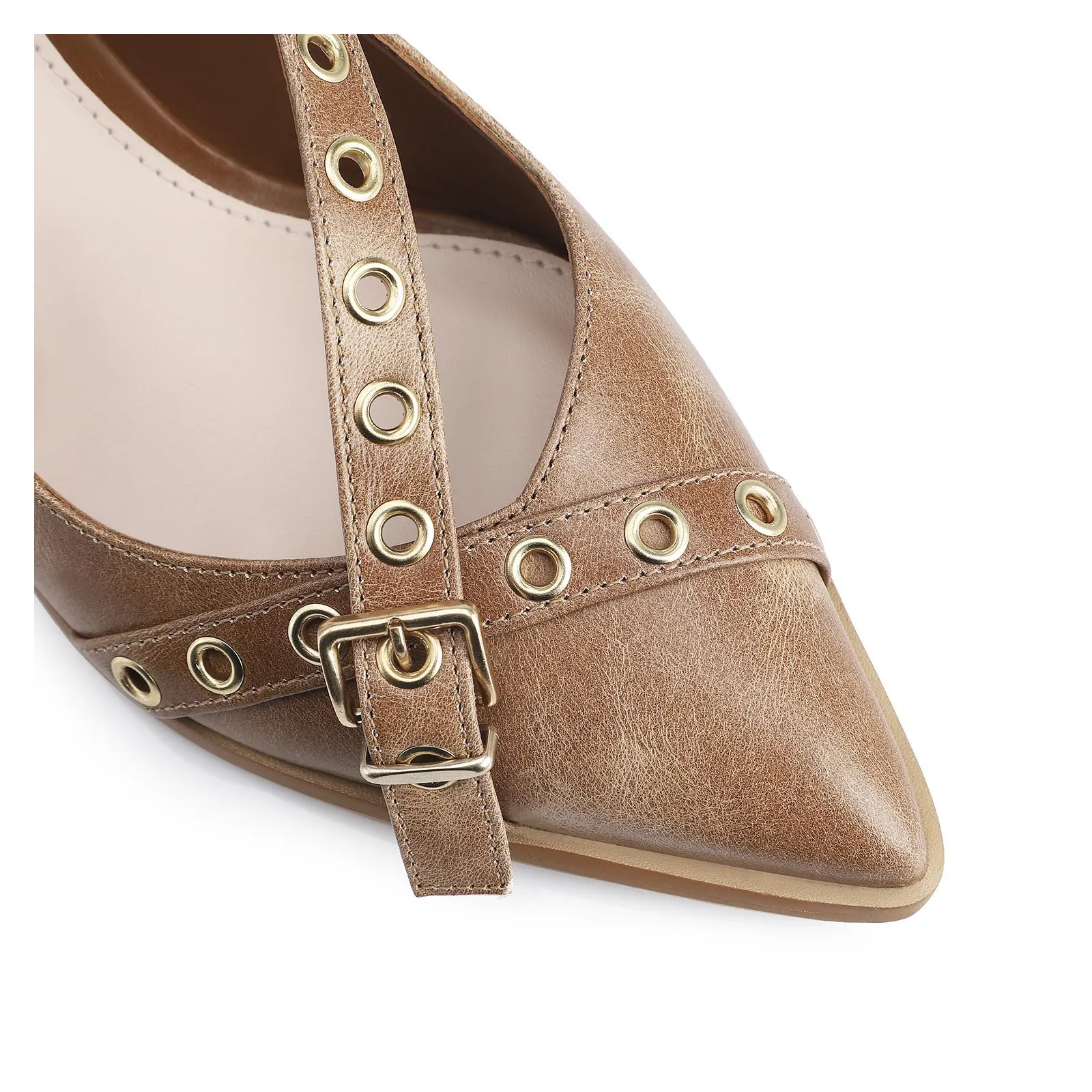 Scarpin Couro Estonado Marrom