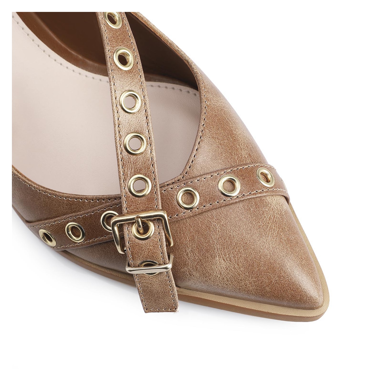 Scarpin Couro Estonado Marrom