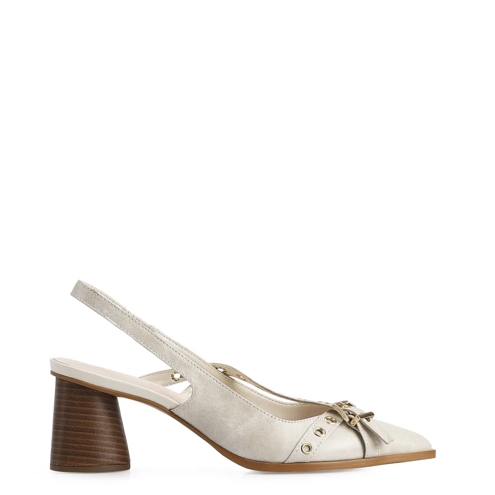 Scarpin Couro Estonado Off White - imagem 3