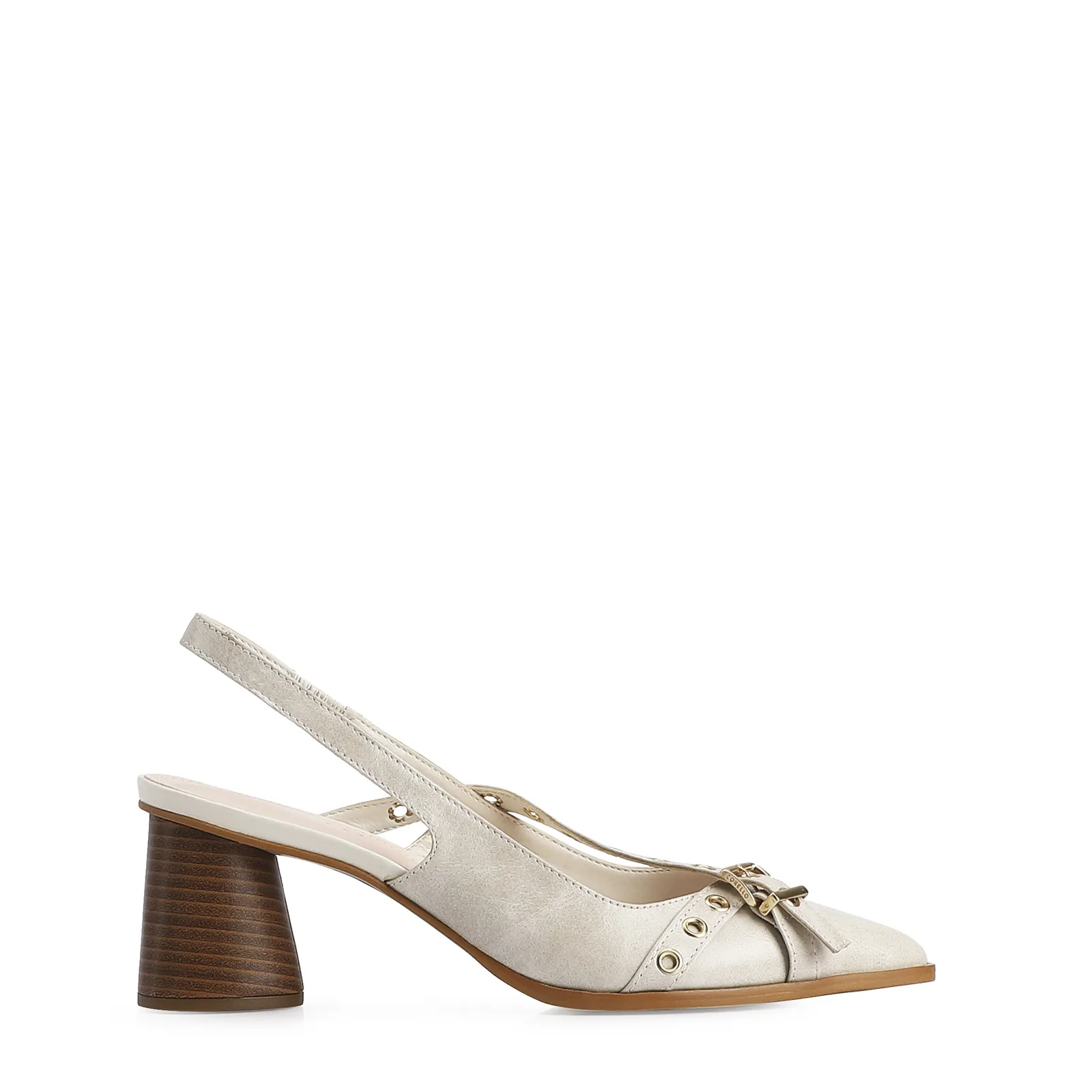 Scarpin Couro Estonado Off White