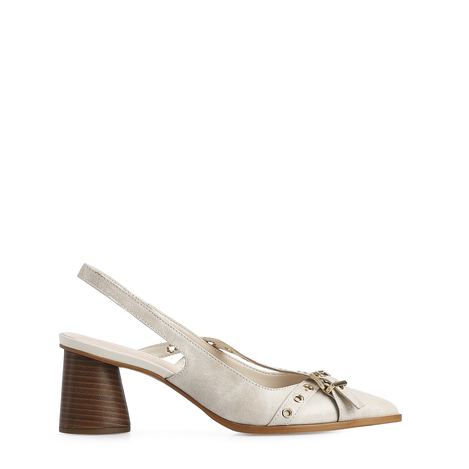 Scarpin Couro Estonado Off White