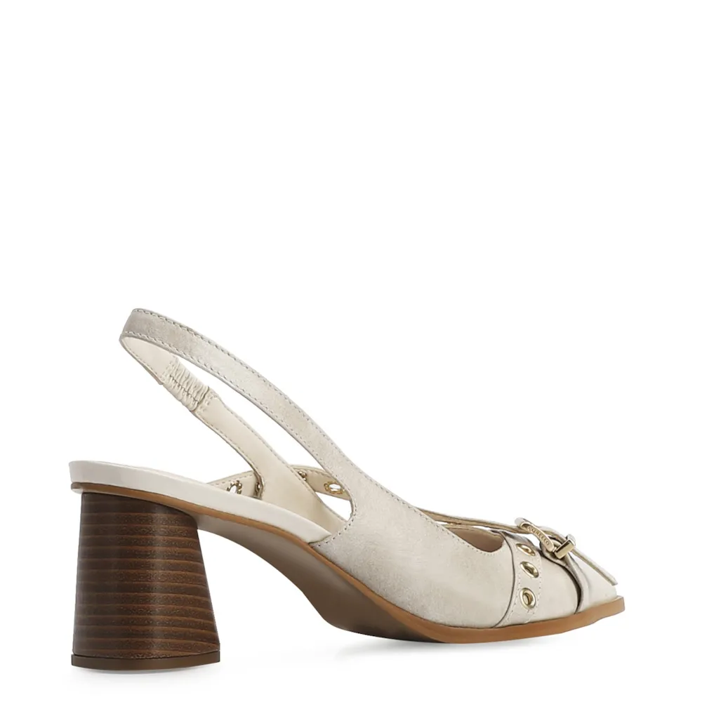 Scarpin Couro Estonado Off White - imagem 4
