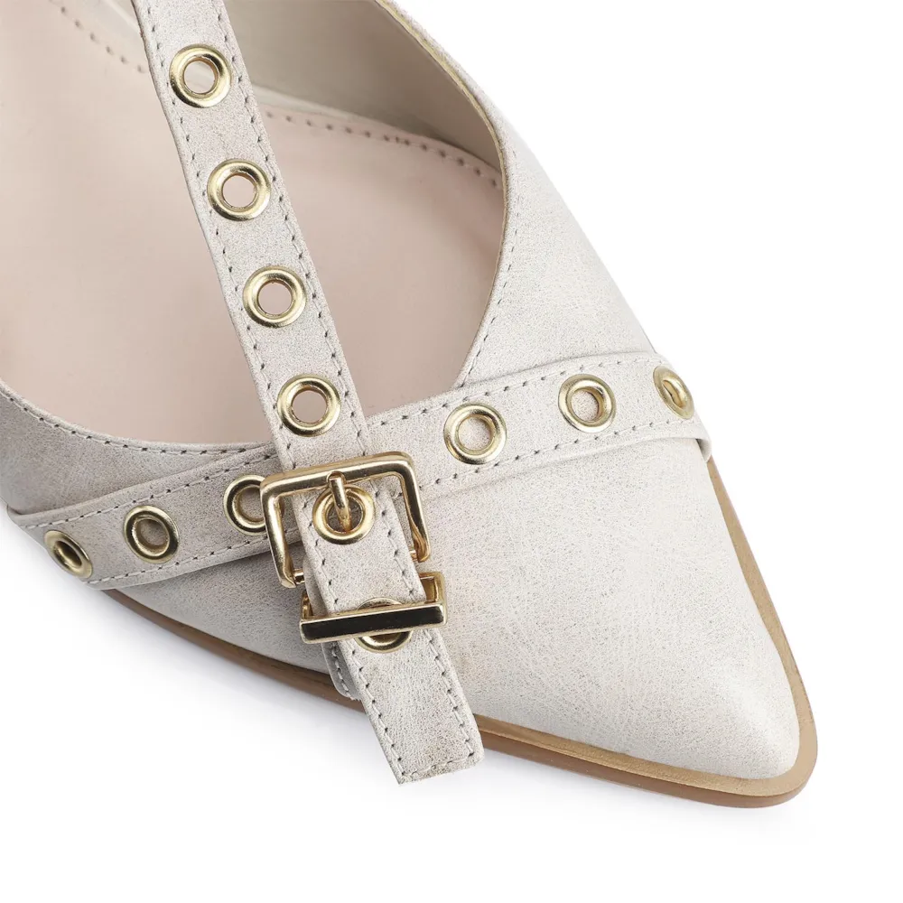Scarpin Couro Estonado Off White - imagem 7