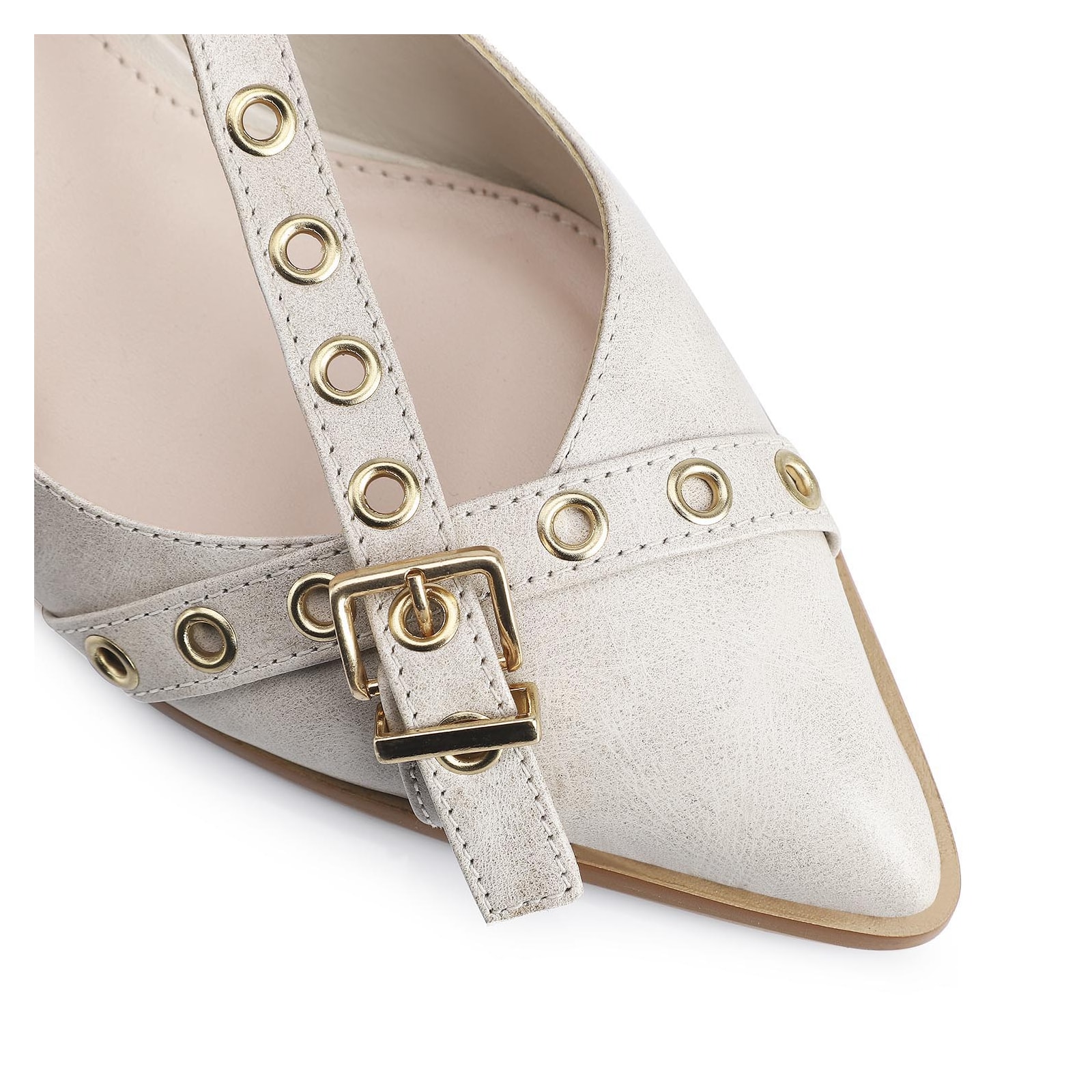 Scarpin Couro Estonado Off White