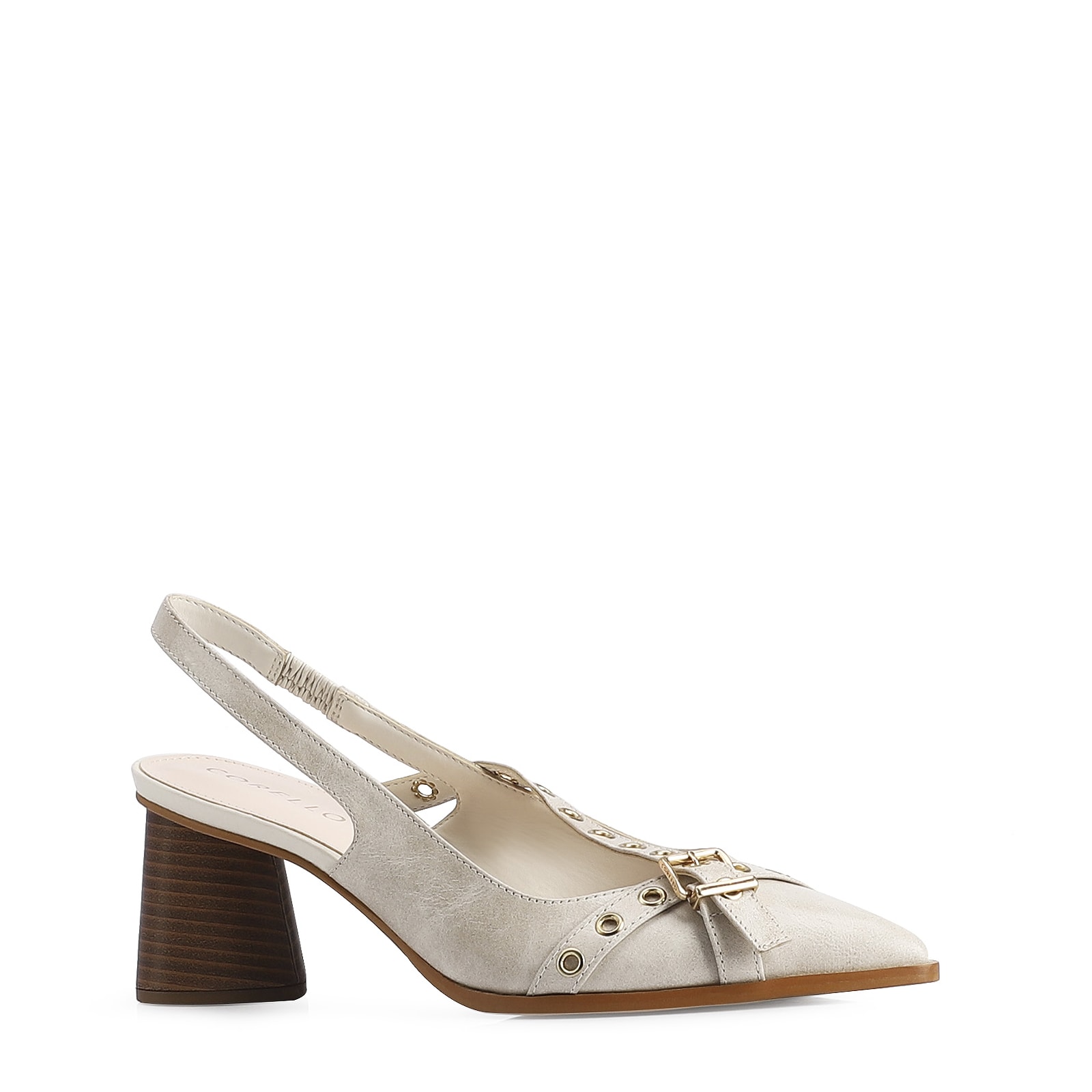 Scarpin Couro Estonado Off White