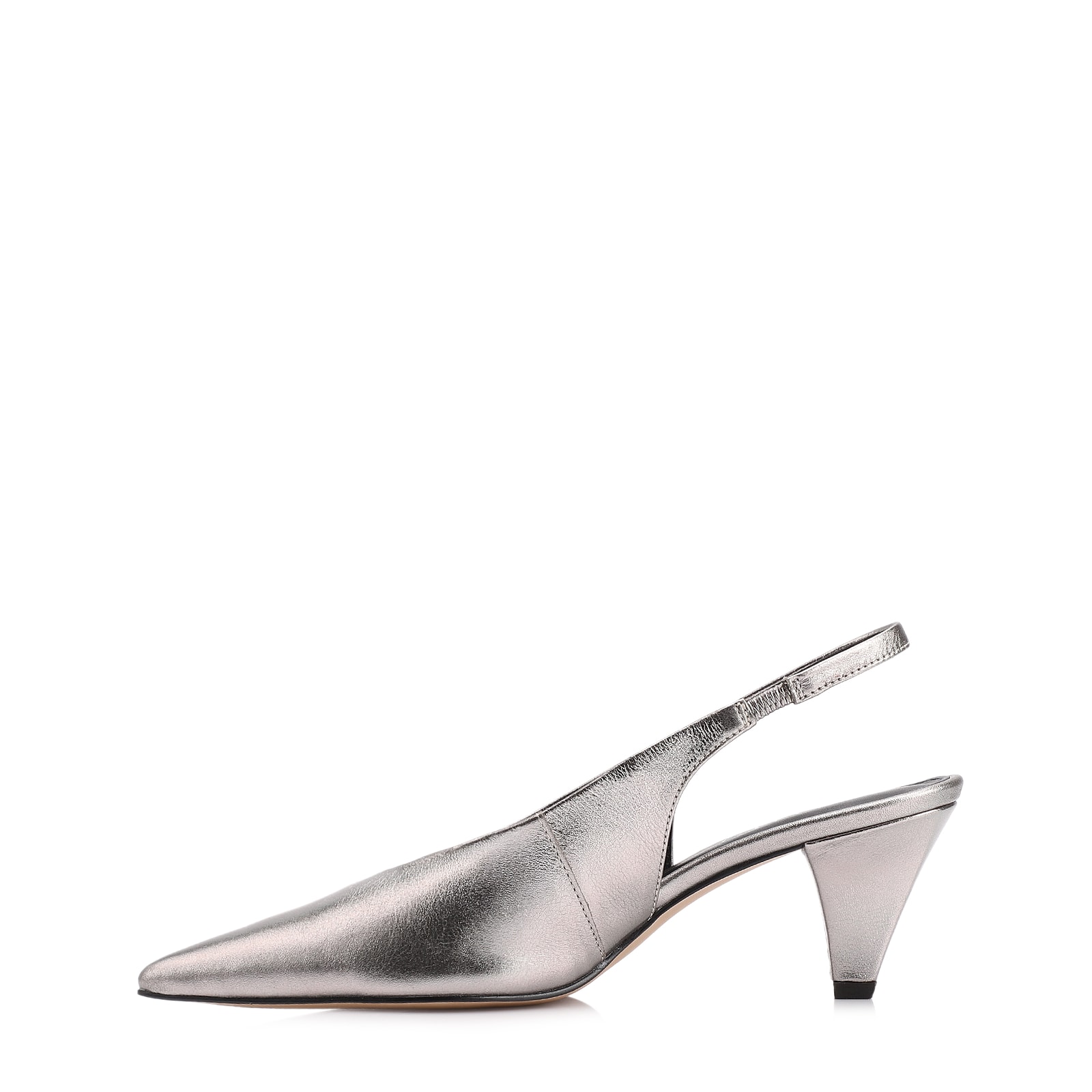 Scarpin Couro Estonado Prata