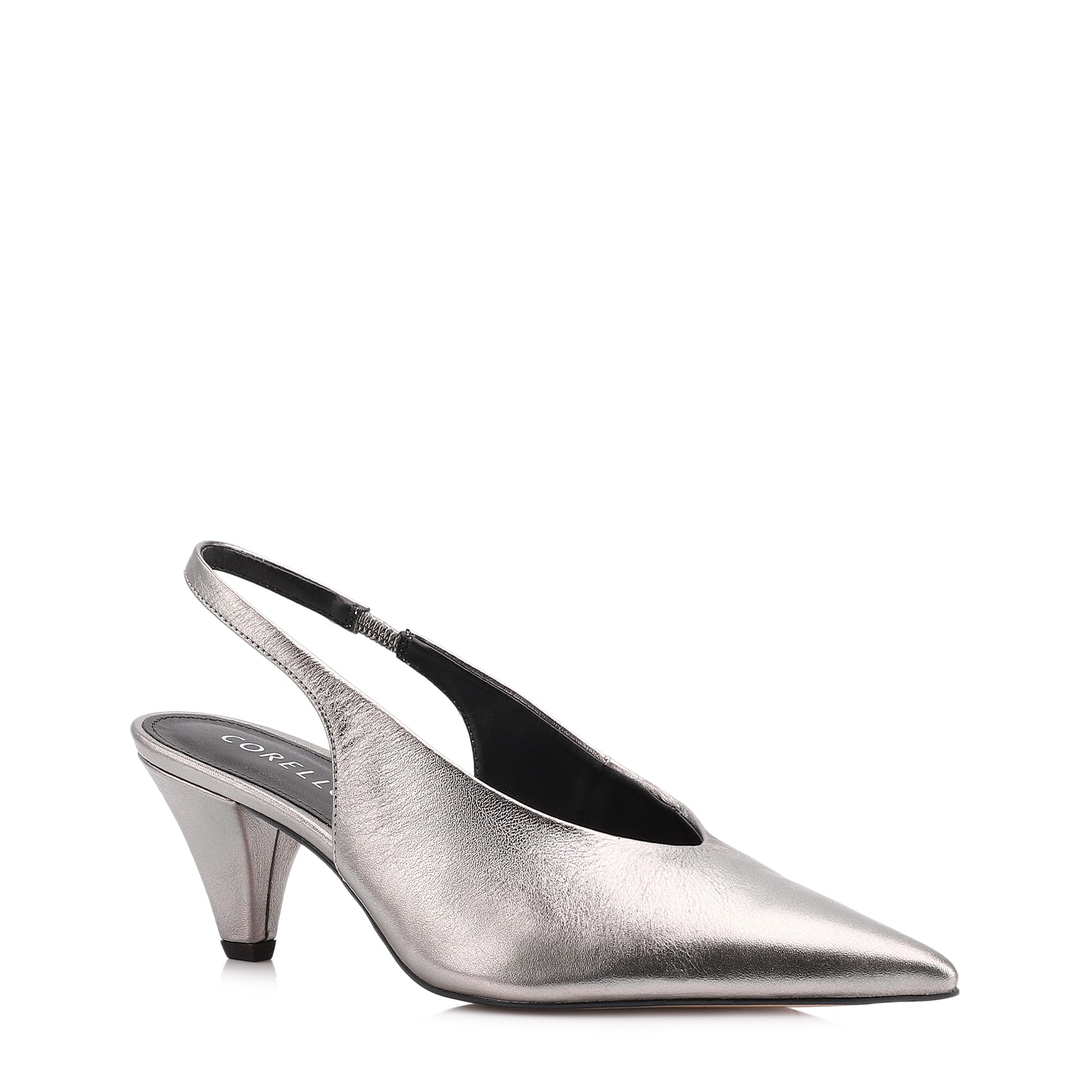 Scarpin Couro Estonado Prata