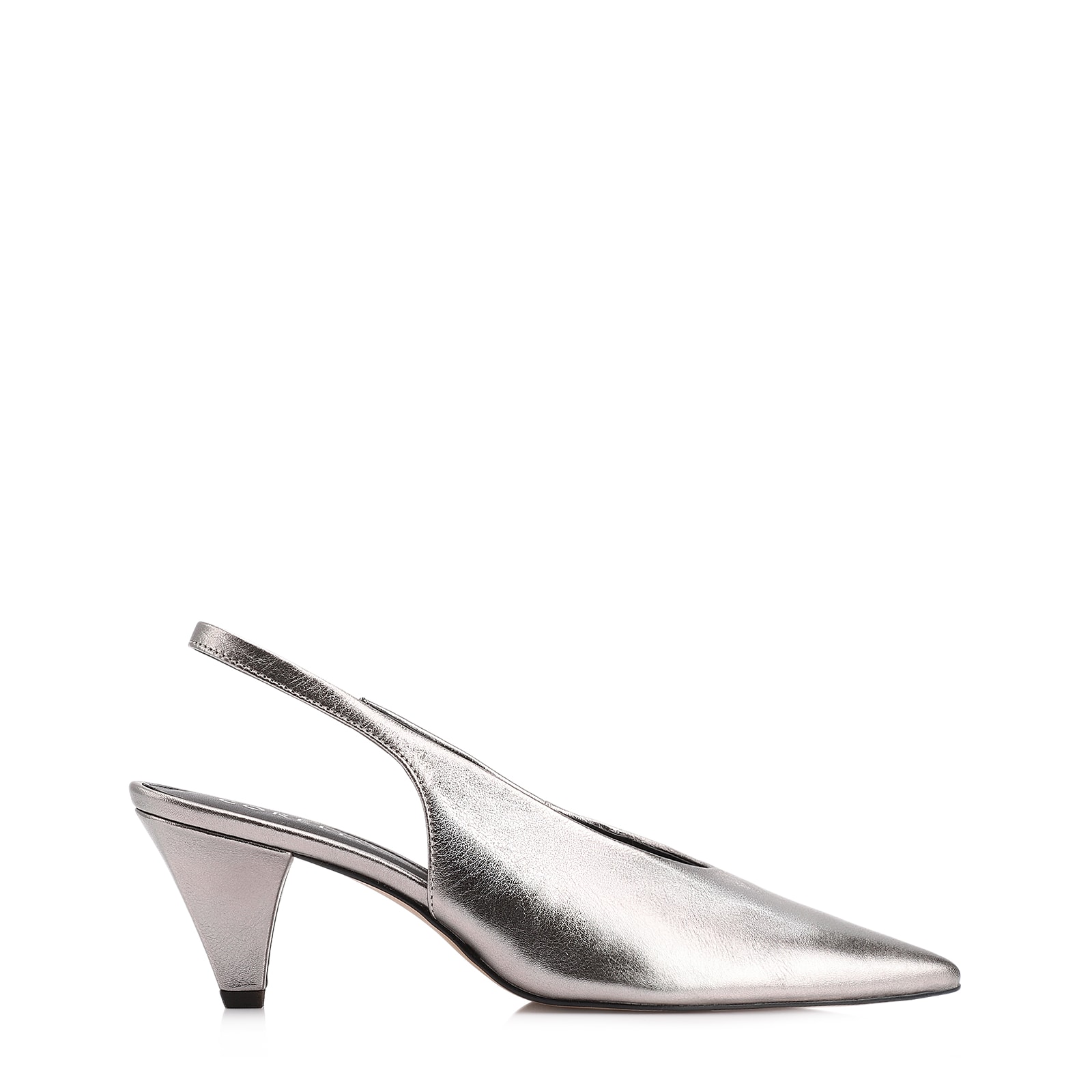 Scarpin Couro Estonado Prata