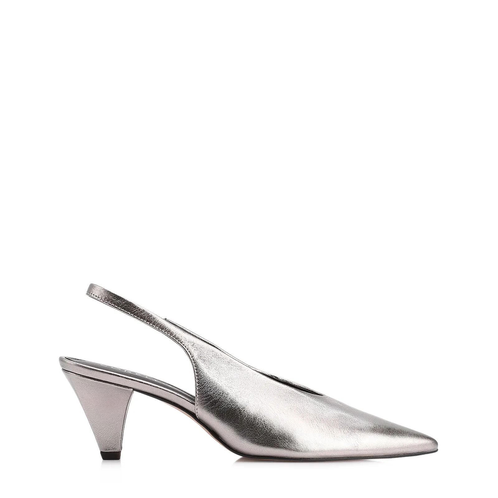 Scarpin Couro Estonado Prata