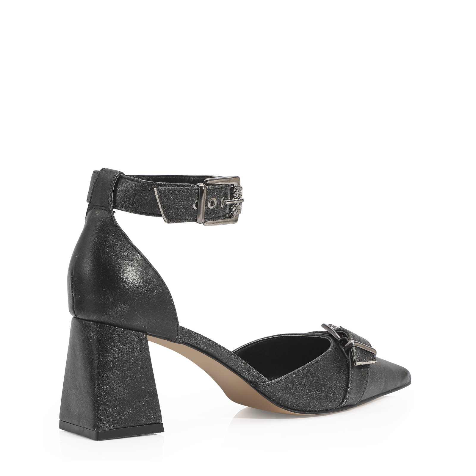 Scarpin Couro Estonado Preto