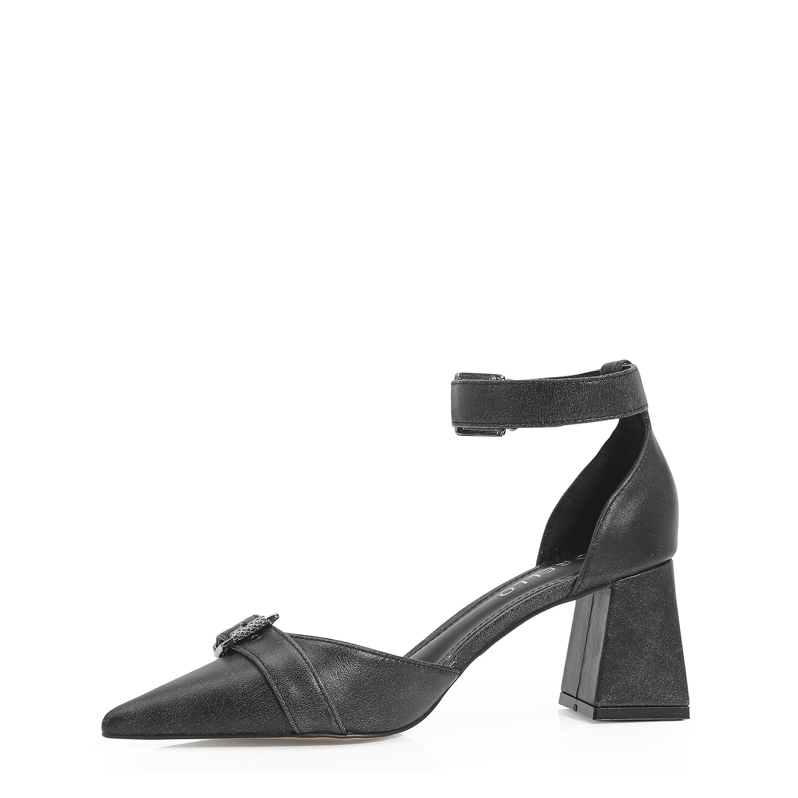 Scarpin Couro Estonado Preto