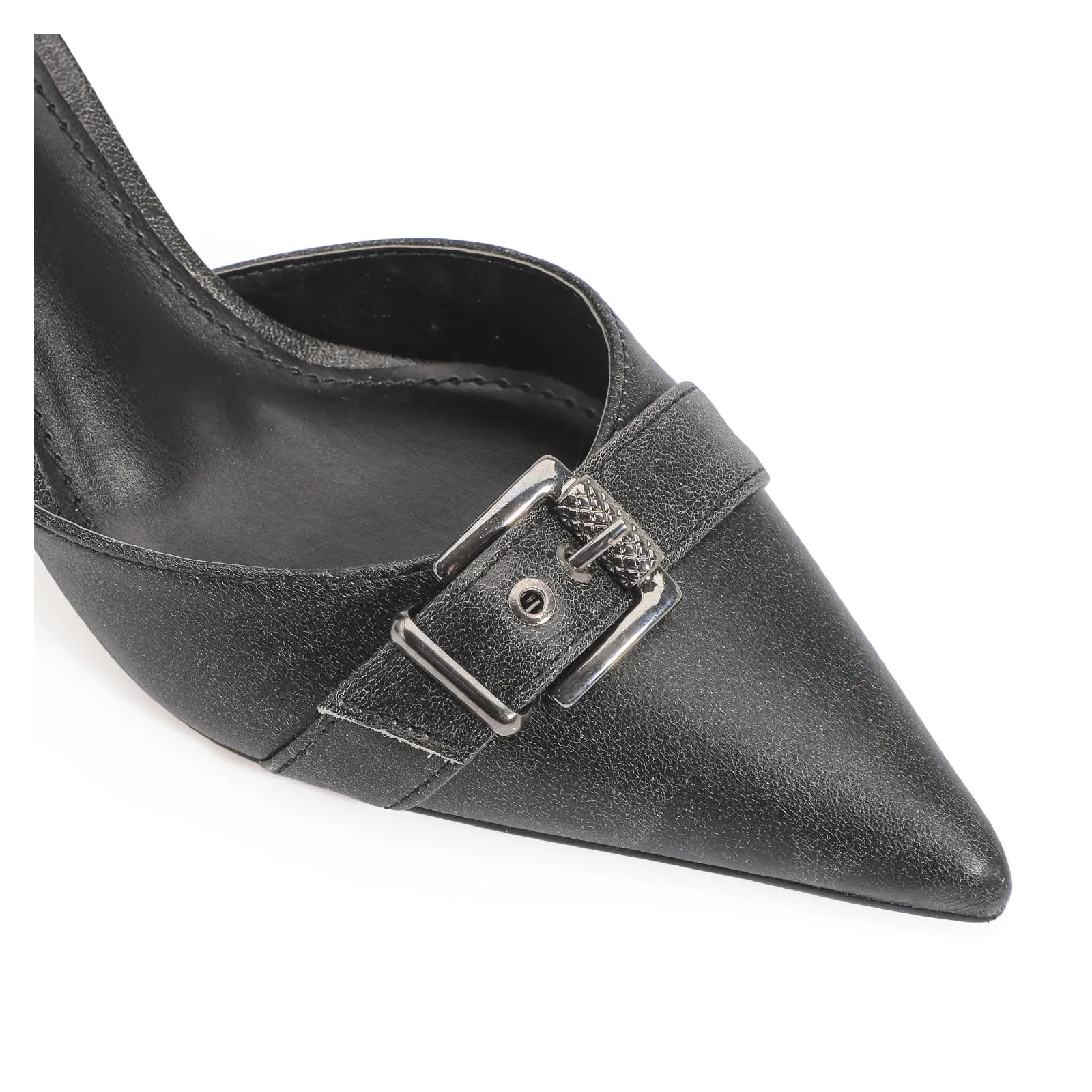 Scarpin Couro Estonado Preto