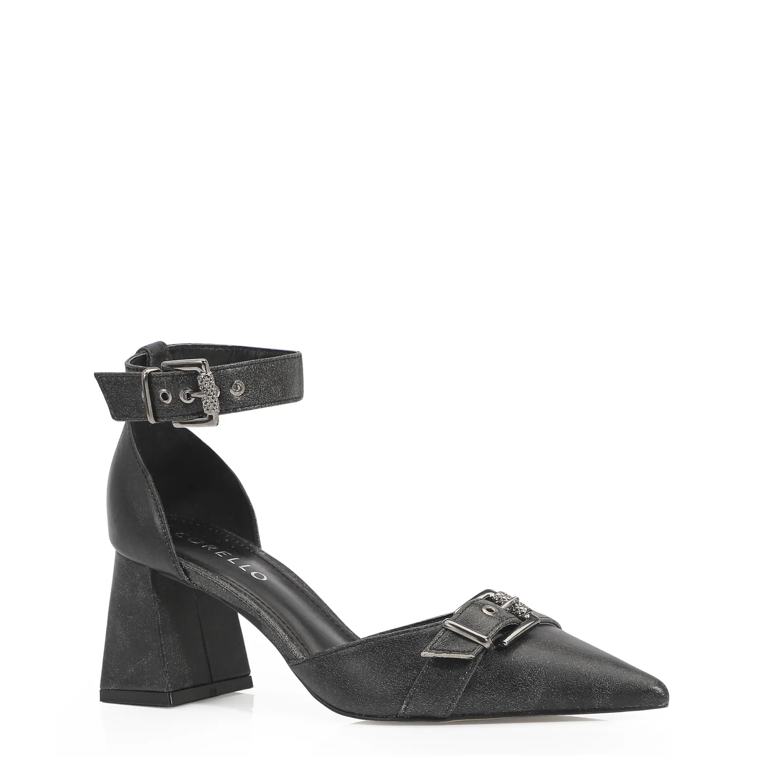 Scarpin Couro Estonado Preto