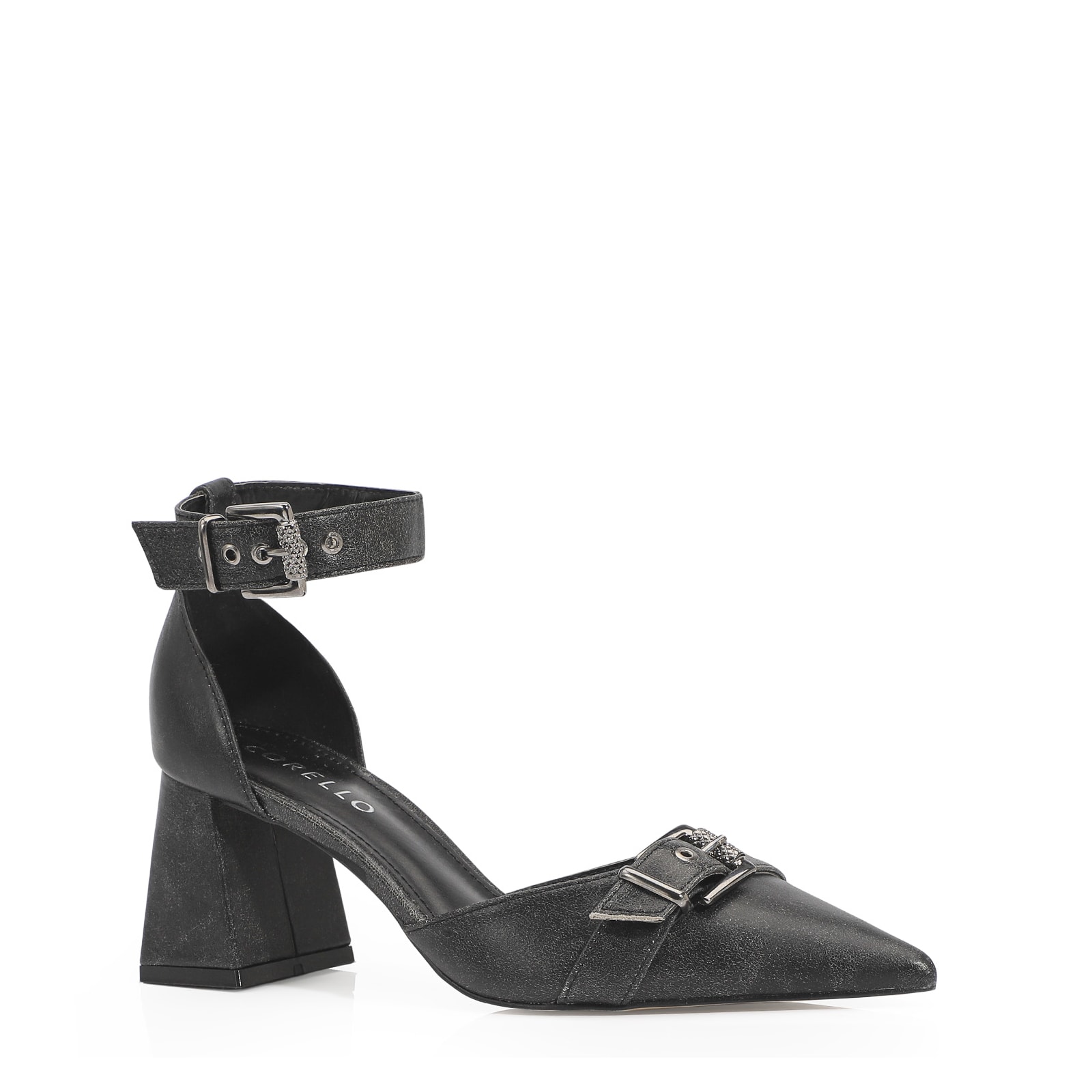 Scarpin Couro Estonado Preto