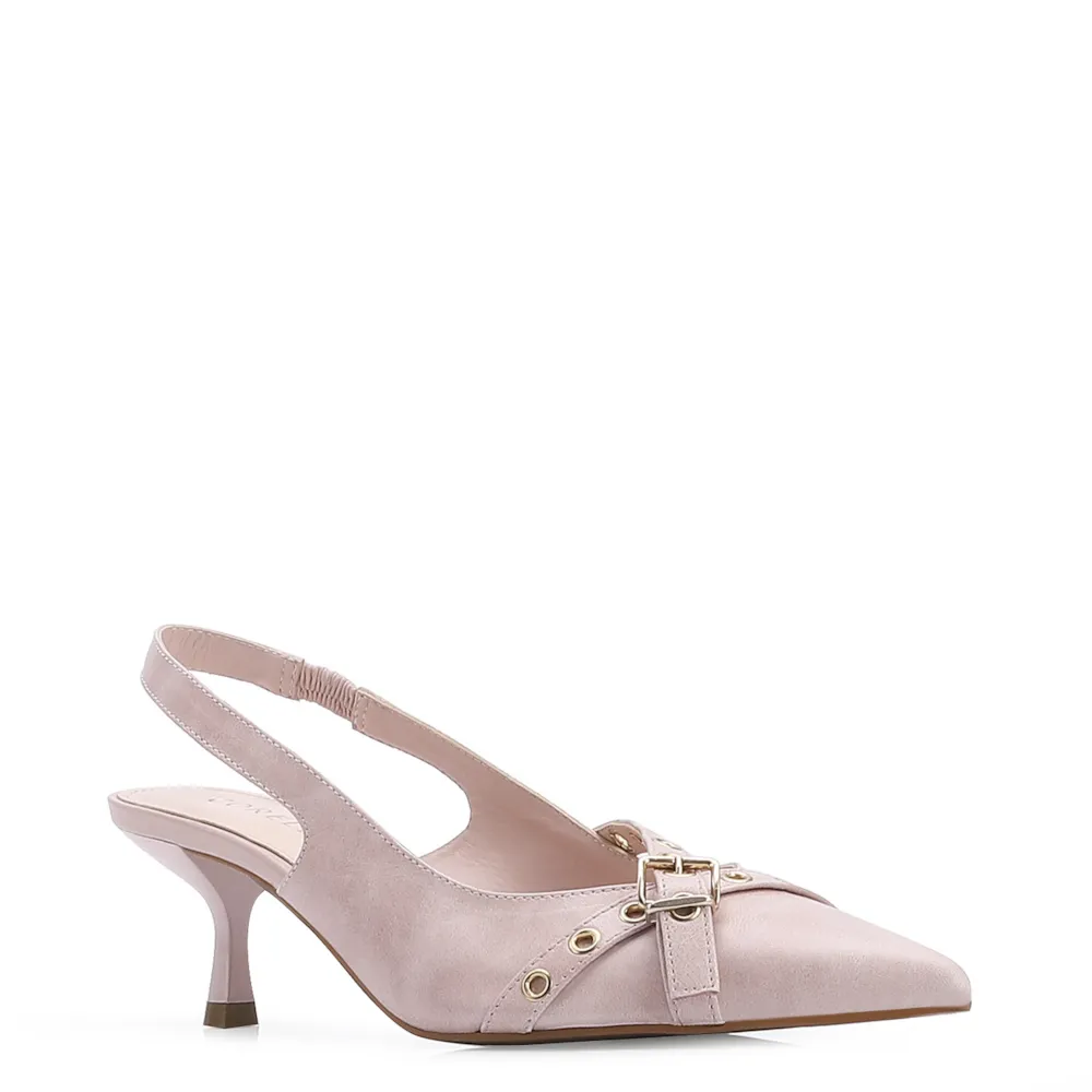 Scarpin Couro Estonado Rosa