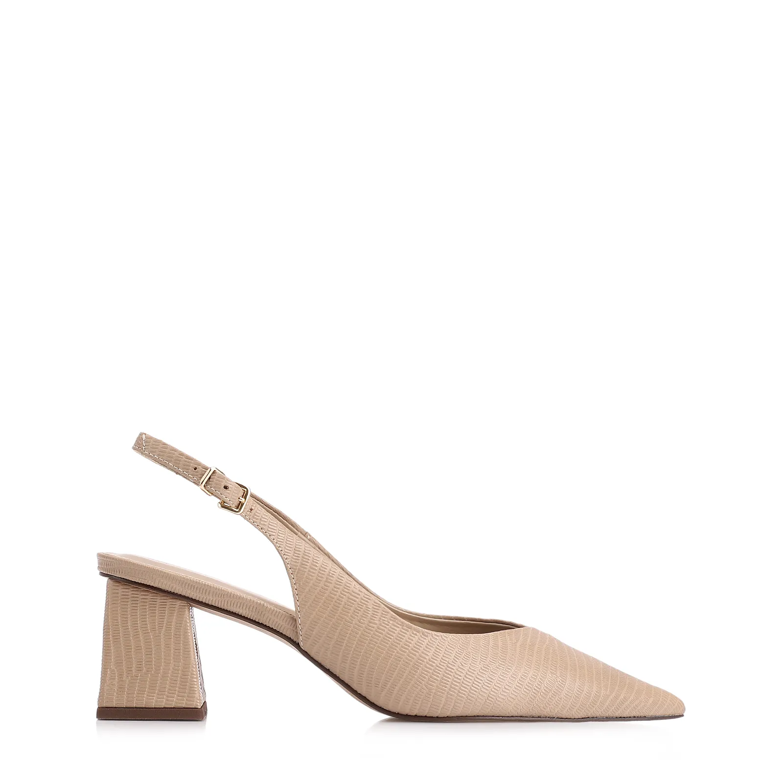 Scarpin Couro Lezard Bege