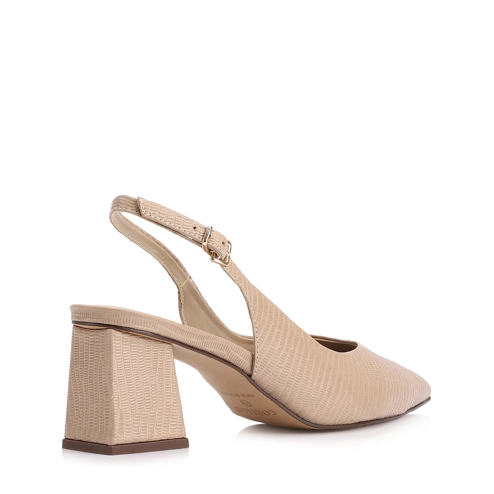 Scarpin Couro Lezard Bege