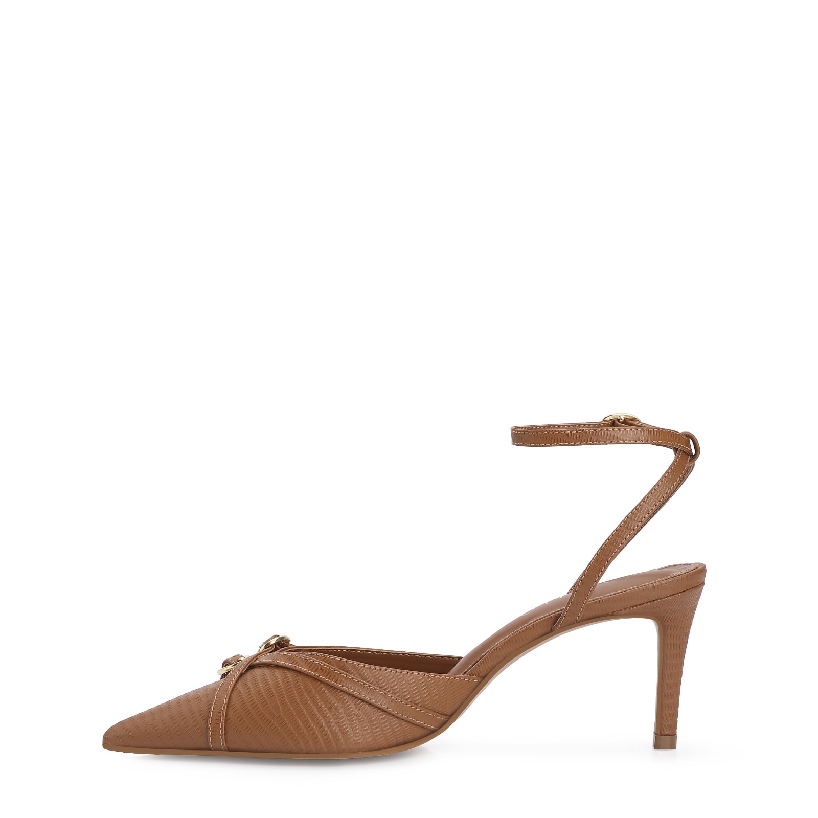 Scarpin Couro Lezard Marrom