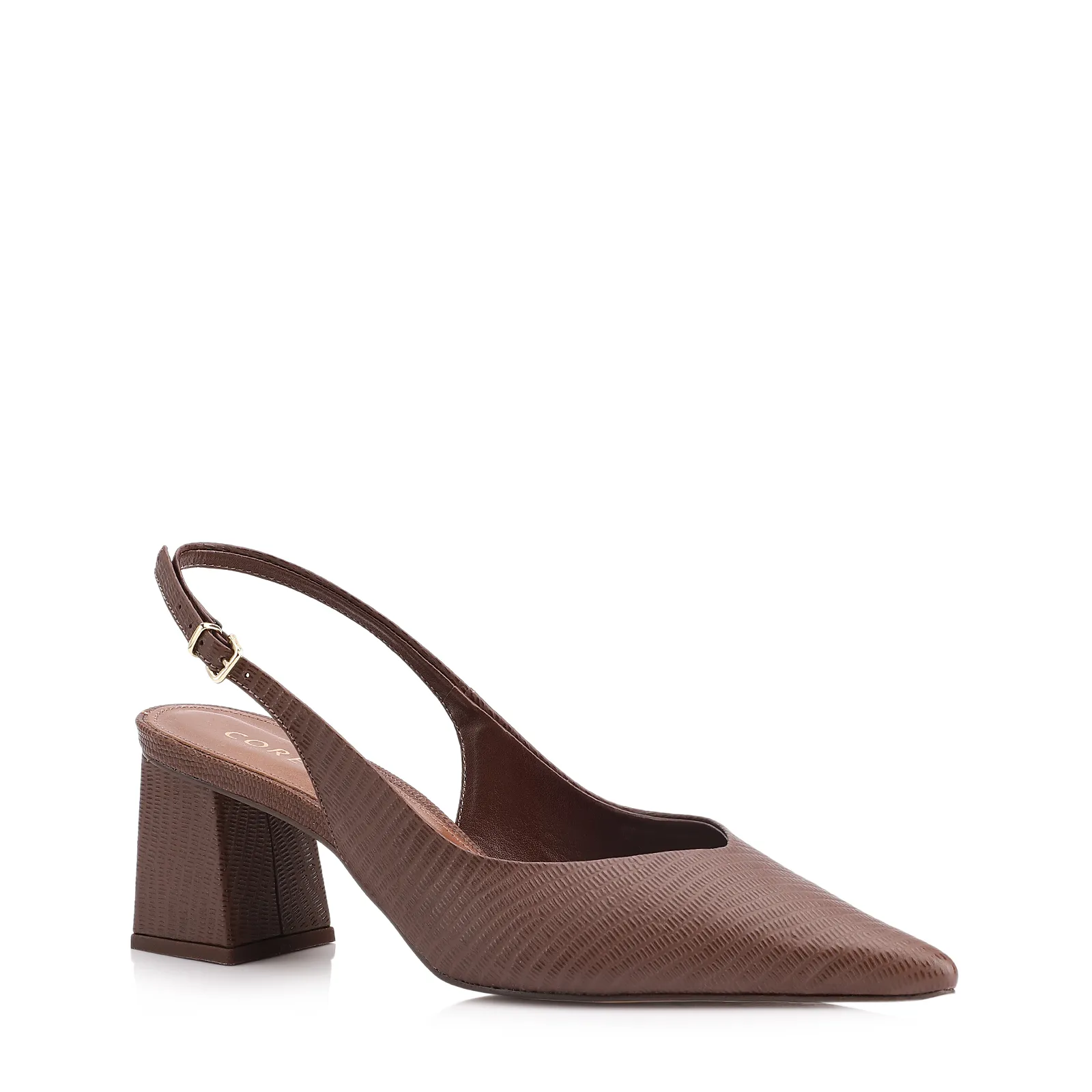 Scarpin Couro Lezard Marrom