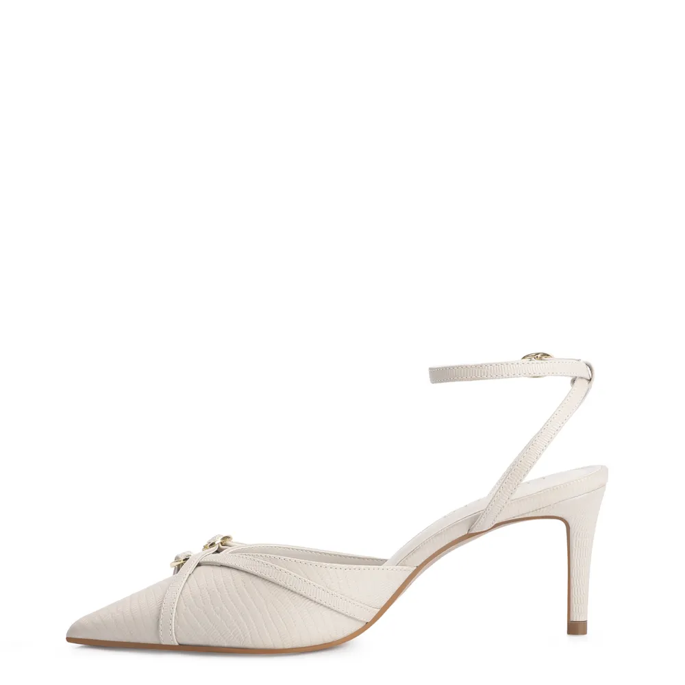 Scarpin Couro Lezard Off White - imagem 4