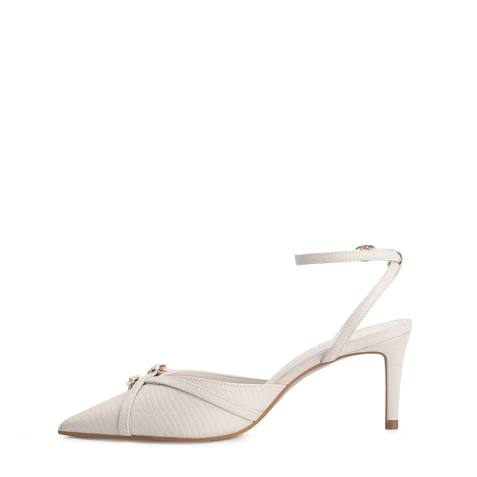Scarpin Couro Lezard Off White