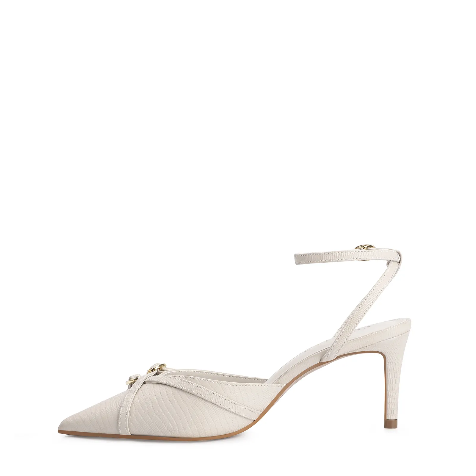 Scarpin Couro Lezard Off White