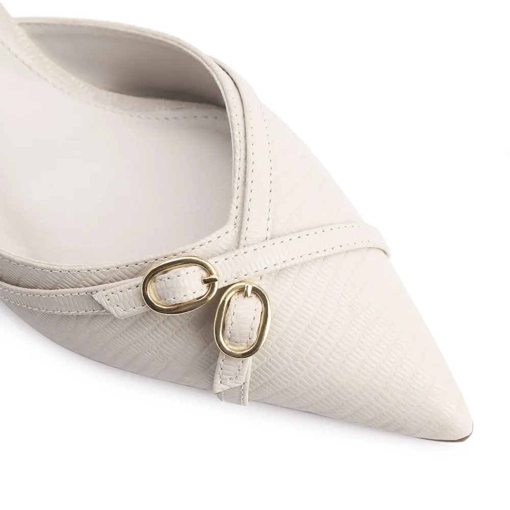 Scarpin Couro Lezard Off White - imagem 6