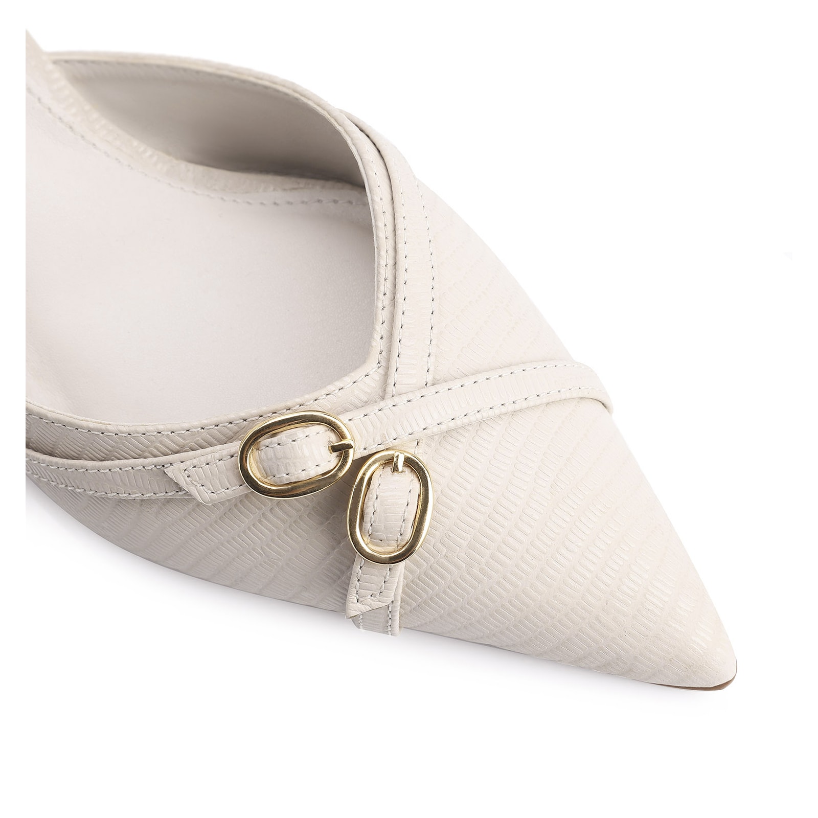 Scarpin Couro Lezard Off White