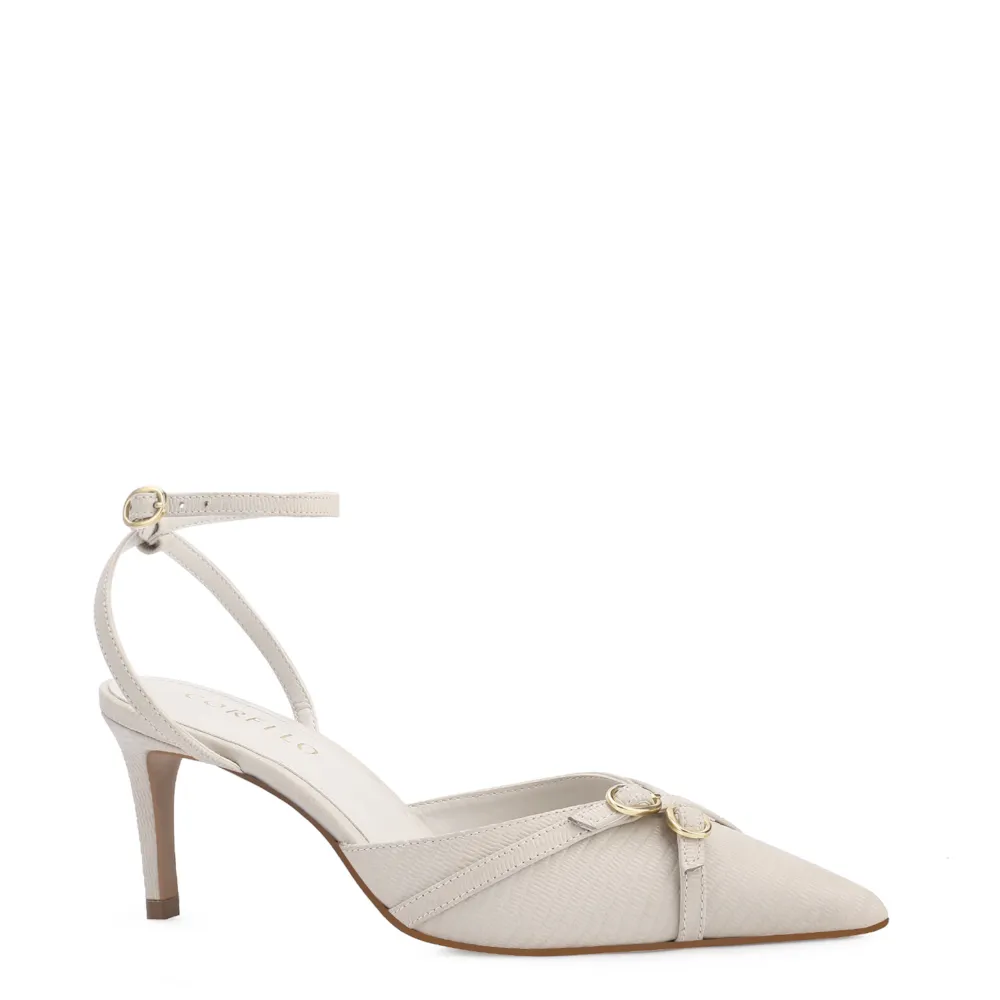 Scarpin Couro Lezard Off White