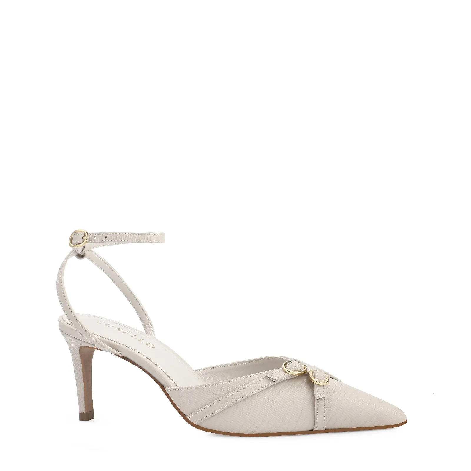 Scarpin Couro Lezard Off White