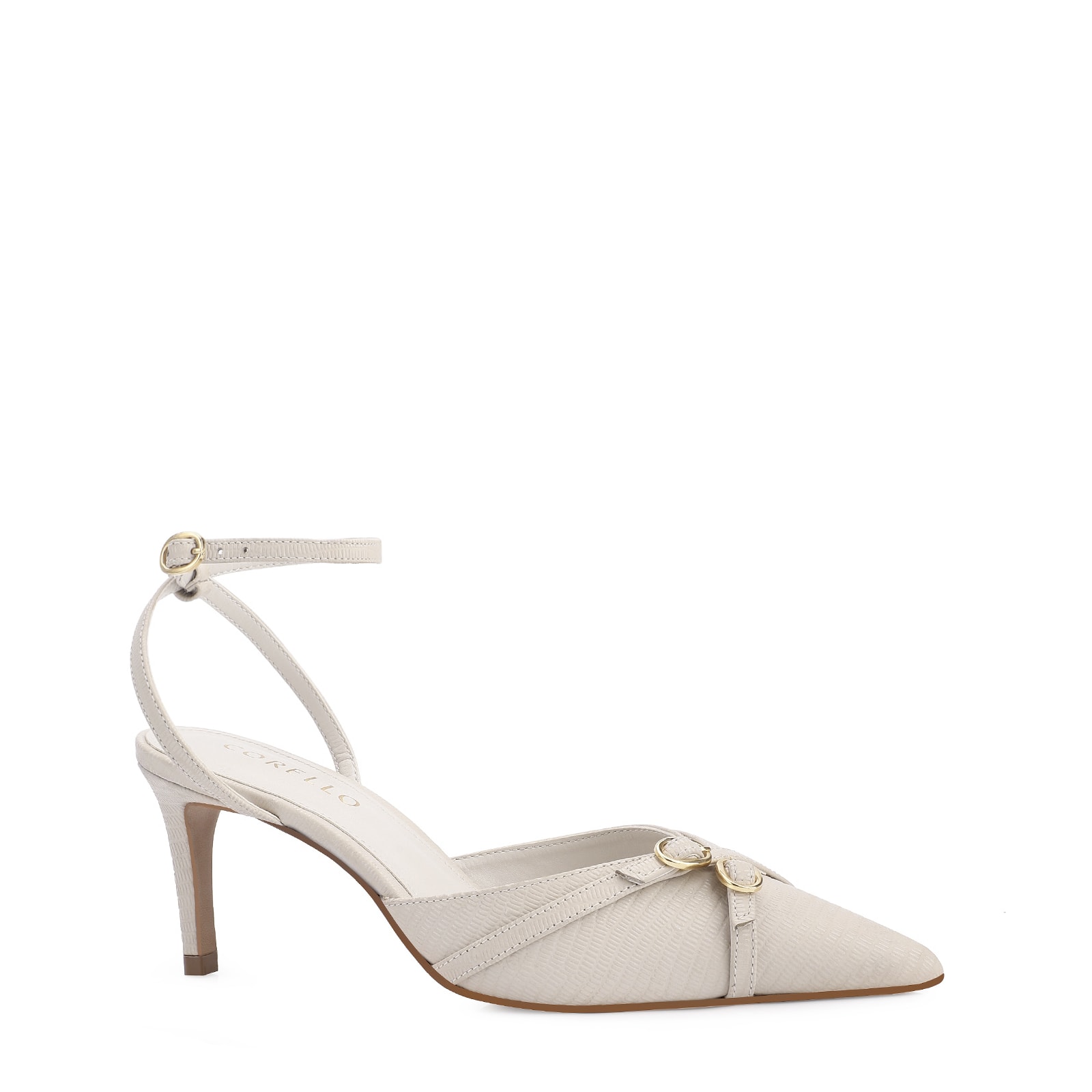 Scarpin Couro Lezard Off White