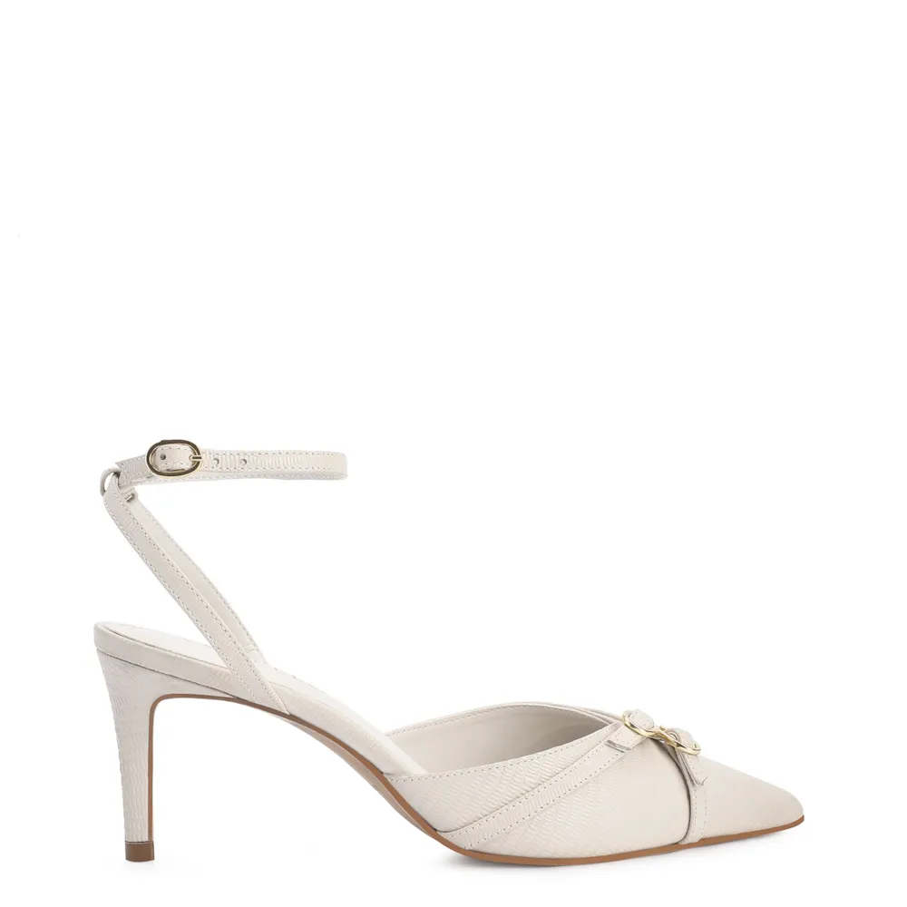 Scarpin Couro Lezard Off White - imagem 2