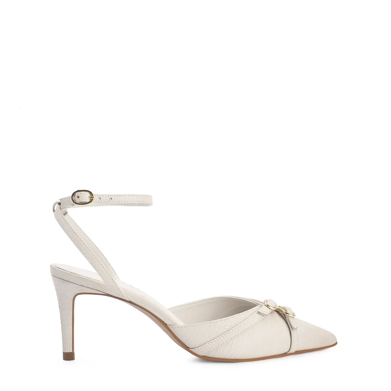 Scarpin Couro Lezard Off White