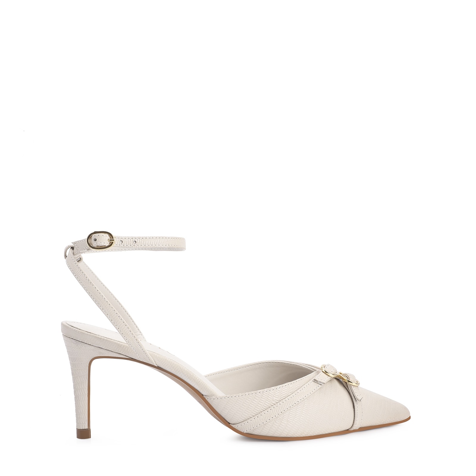 Scarpin Couro Lezard Off White