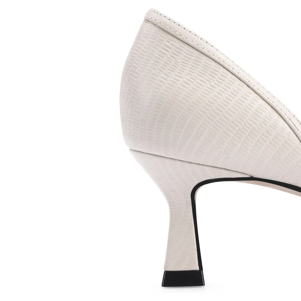 Scarpin Couro Lezard Off White - imagem 7