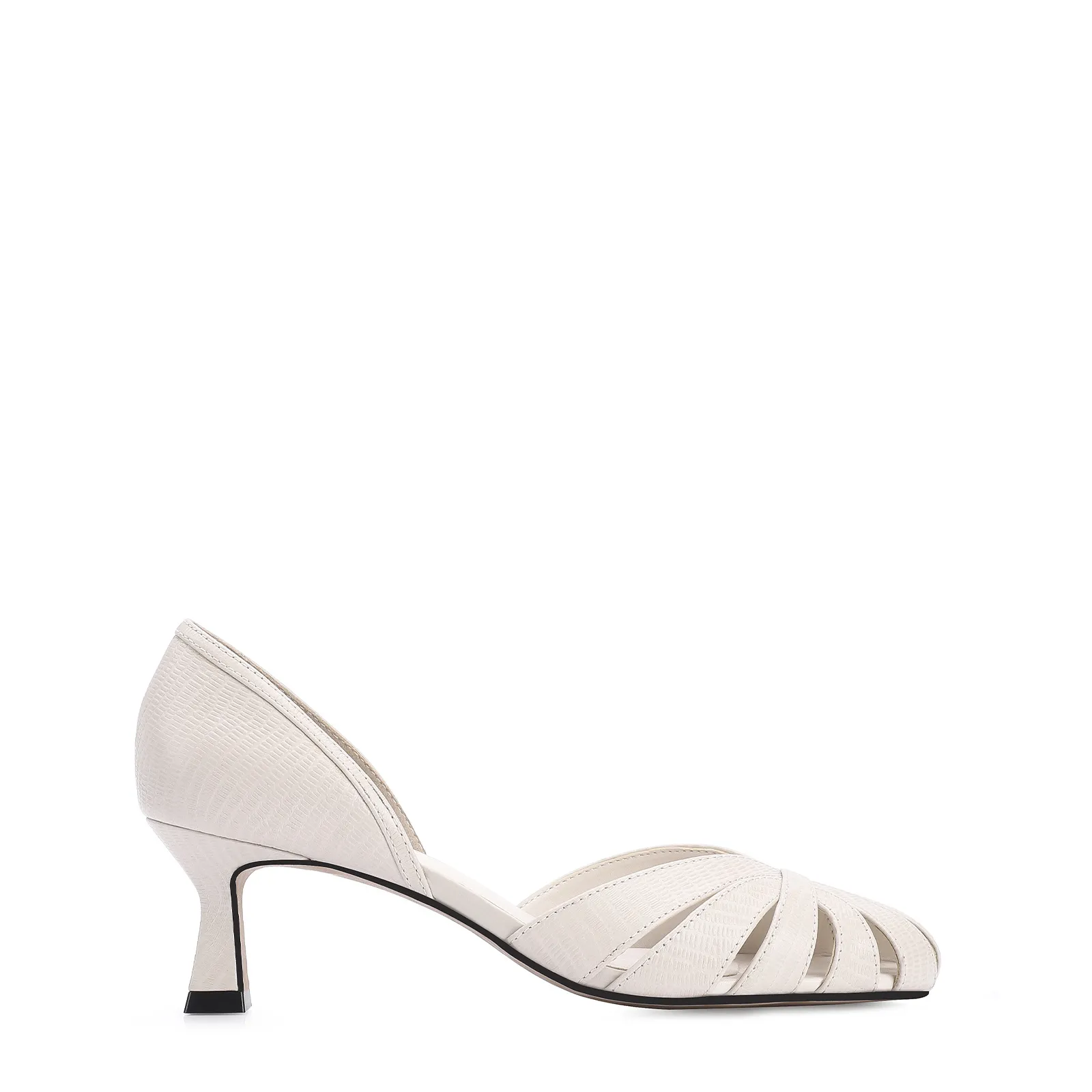 Scarpin Couro Lezard Off White
